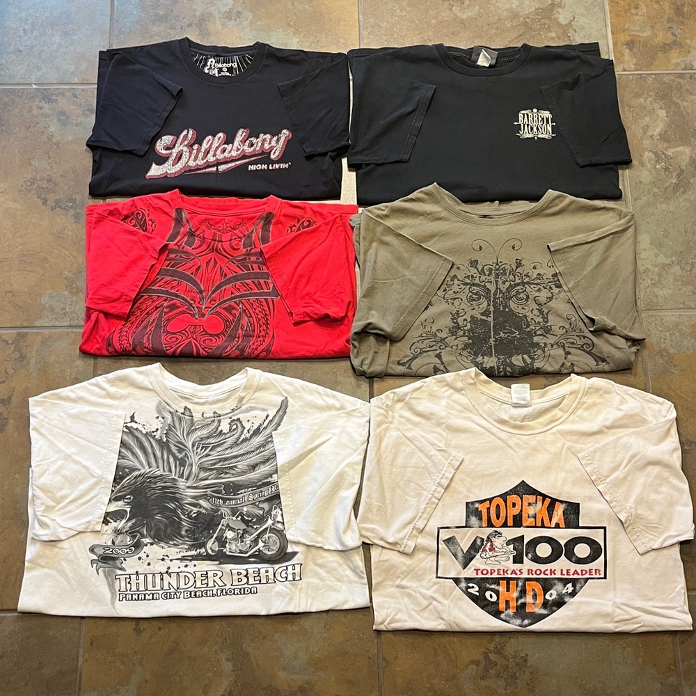Y2K vintage 6 t shirt bundle, grunge, punk, mens sizes M and L, good condition